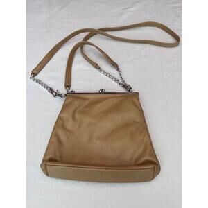 Tocca Crossbody Bag Tan Leather Bag Purse Two Removable Straps Metal Links VTG